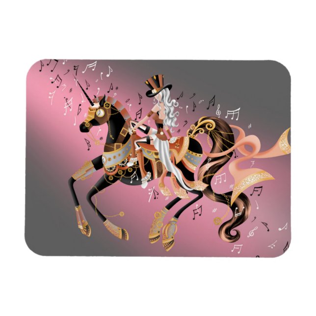 Steampunk Cheval mécanique & Lady Magnet flexible (Horizontal)