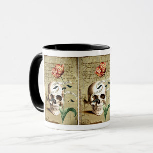 Steampunk Crâne Floral Écriture Halloween Mug