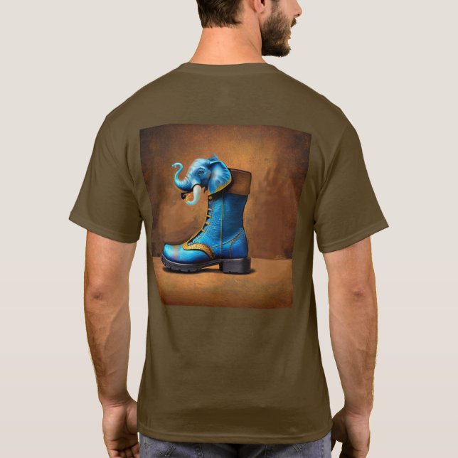 Steampunk Elephant Boot homme brun T-shirt dos (Dos)