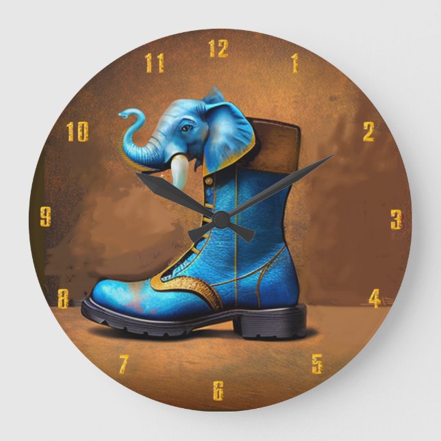 Steampunk Elephant Boot horloge murale (Recto)