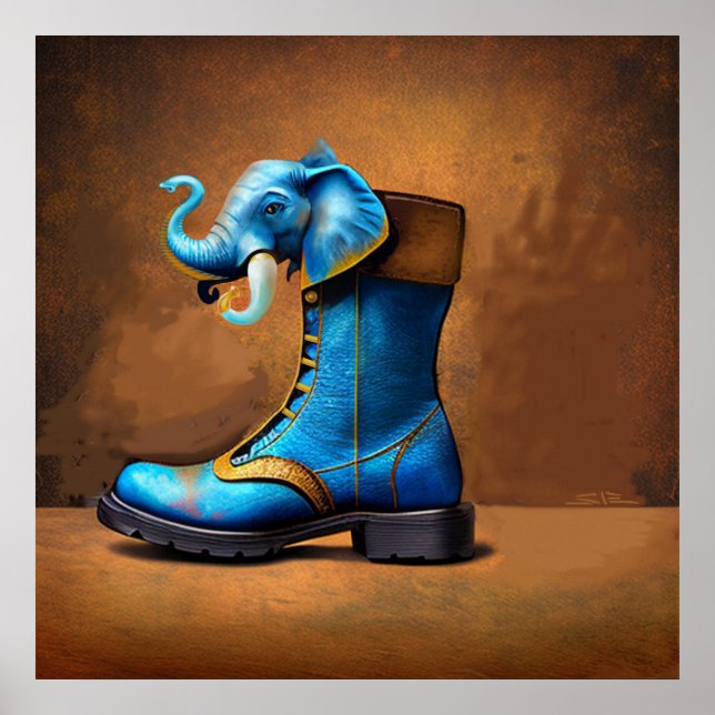 Steampunk Elephant Boot matte poster (Devant)