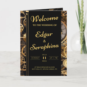 Steampunk Extravaganza Vintage Wedding Programme
