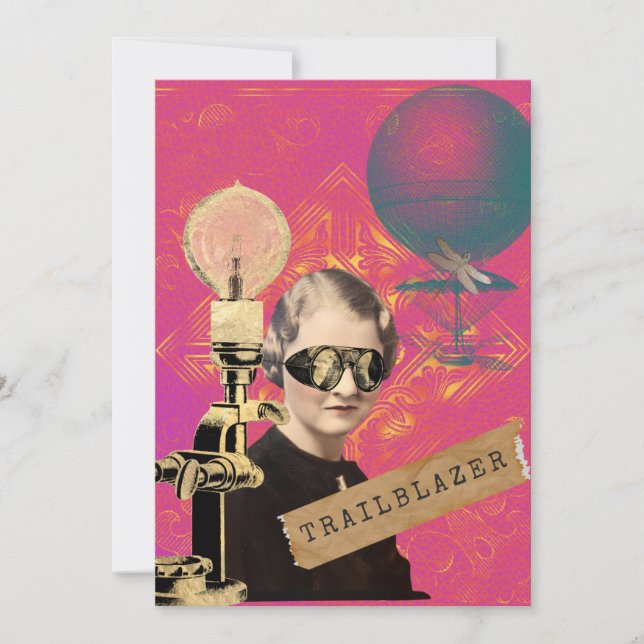 Steampunk Femme Trailblazer Pop Art Flat Card (Devant)