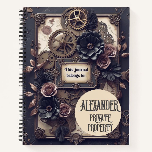 Steampunk Floral Gears Writing Journal (Devant)