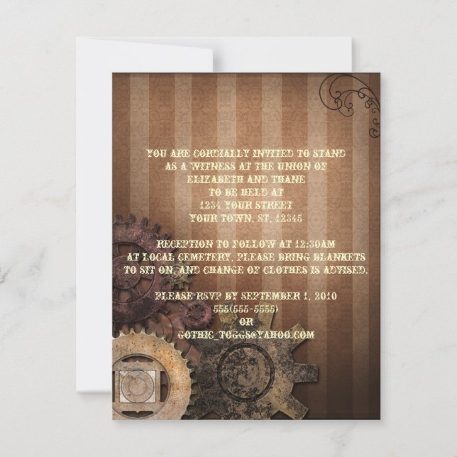 Steampunk Gears Goth Invitation (Devant)