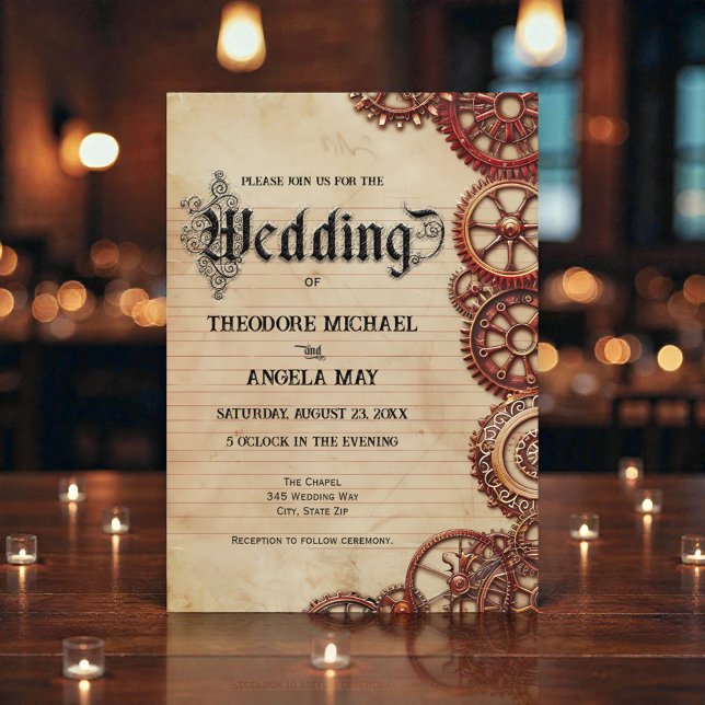 Steampunk Gears Personalized Wedding Invitation (Créateur téléchargé)