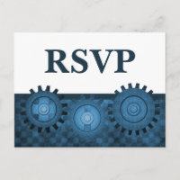 Steampunk Gears RSVP Carte postale, bleu