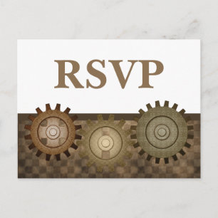 Steampunk Gears RSVP Carte postale Brown