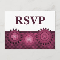 Steampunk Gears RSVP Carte Postale Rose