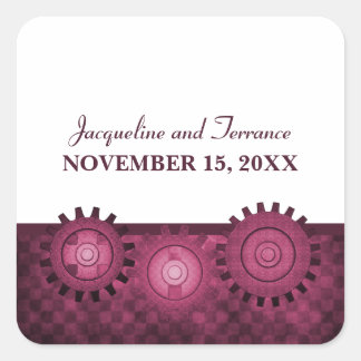 Steampunk Gears Stickers de mariage, rose