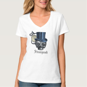Steampunk gothique punk horloges & crânes T-shirt