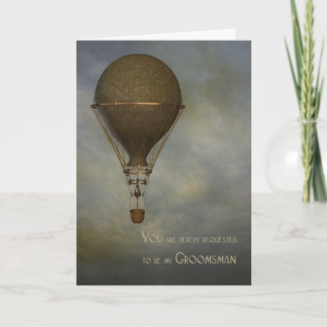 Steampunk, Hot Air Balloon, Groomsman Invitation (Devant)