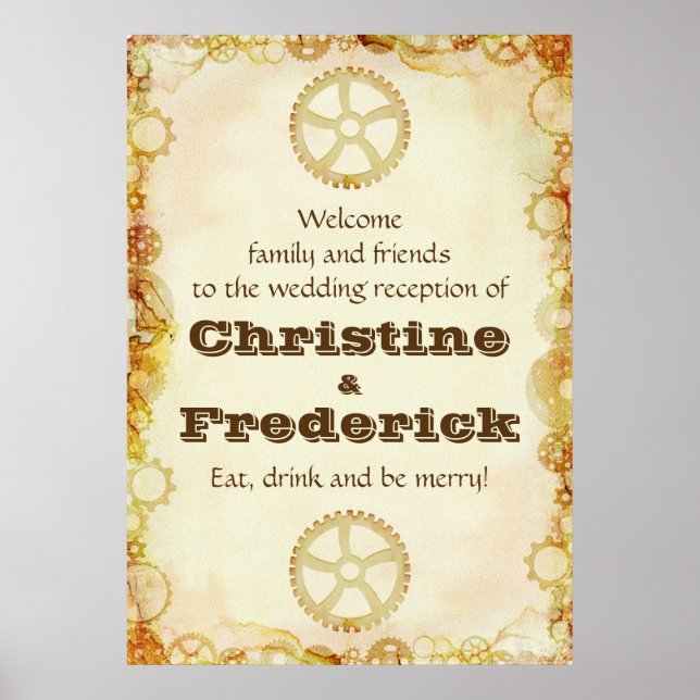 Steampunk Mariage, affiche de bienvenue à la récep (Devant)