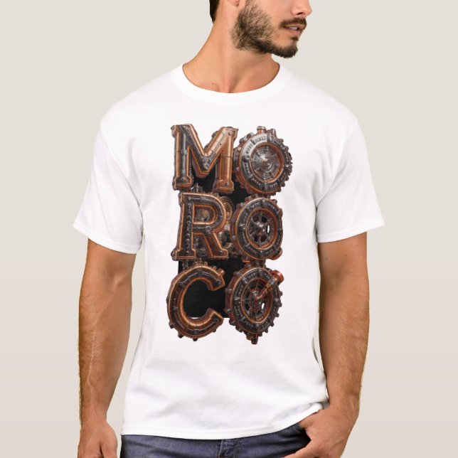 Steampunk Maroc Typographie Industrielle T-Shirt (Devant)