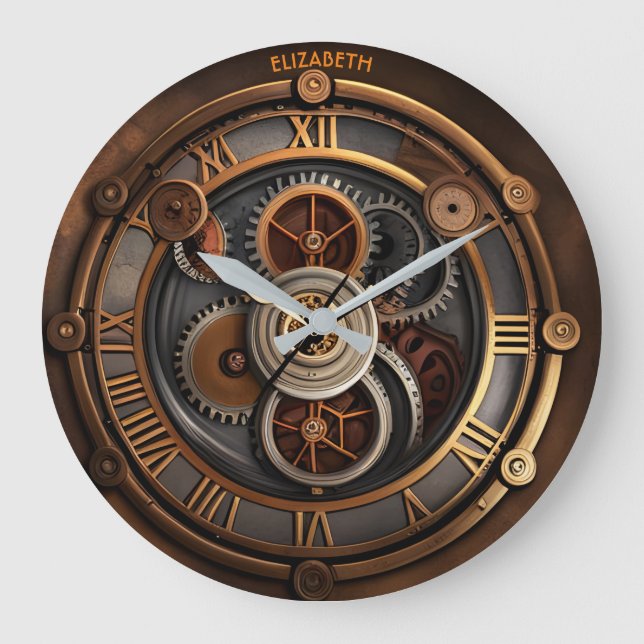 Steampunk mignonne horloge murale Imaginaire rouil (Recto)