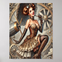 Steampunk Pin-Up Art, Poster 3, Glamour & Vintage