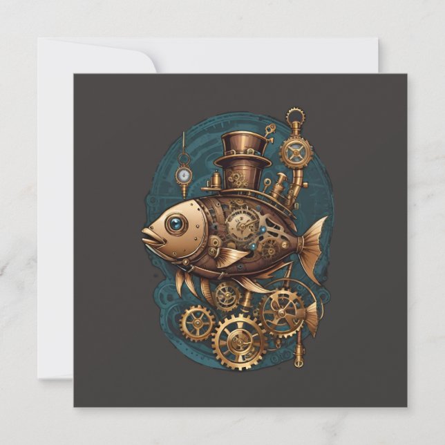 Steampunk Poisson Vintage style rétro (Devant)