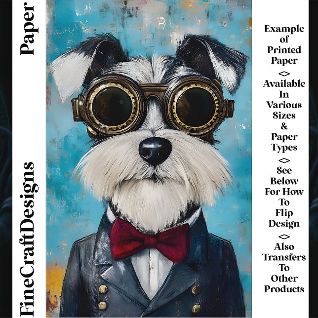 Steampunk Schnauzer Chien Bow Cravate Z9 Papier à  (Créateur téléchargé)