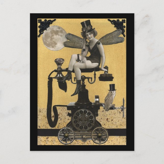 Steampunk Téléphone Fairy Carte postale (Devant)