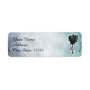 Steampunk Turquoise Mariage de coeur Étiquette
