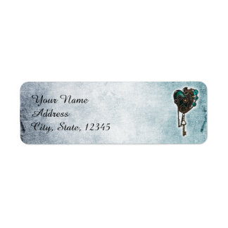 Steampunk Turquoise Mariage de coeur Étiquette