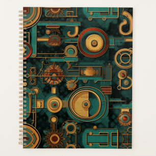 Steampunk Turquoise Red Gold