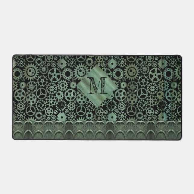 Steampunk Verdigris bronze engrenages Monogramme (Recto)