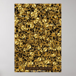 Steampunk Victorian Brass Cogs & Gears Art Poster