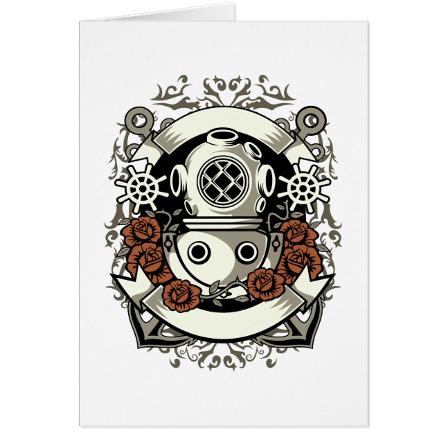 Steampunk Victorian Deep Sea Diver Roses rouges (Devant)
