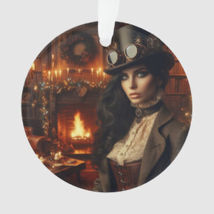 Steampunk Vintage Victorian Lady Christmas Red