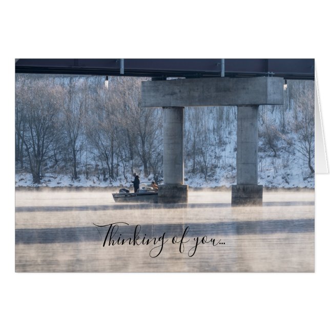 Steamy Winter Fishing Lake Taneycomo Thk of U Card (Devant Horizontal)