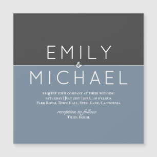"Steel Blue MAGNETIC Wedding Save The Date Invitat