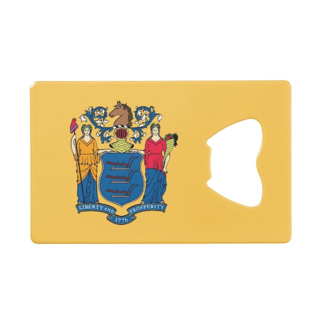 Steel Bottle Opener avec le drapeau du New Jersey, (Devant (Horizontal))