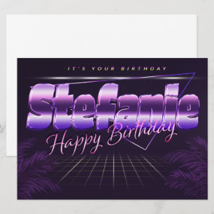 Stefanie Nom Carte rétro lilas Anniversaire