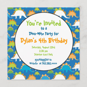 Stegosaurus Dinosaur Invitations de fête d'anniver