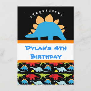 Stegosaurus Dinosaur Invitations de fête d'anniver