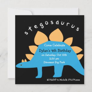 Stegosaurus Dinosaur Invitations de fête d'anniver