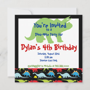 Stegosaurus Dinosaur Invitations de fête d'anniver