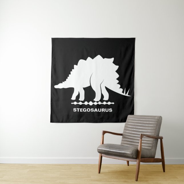 Stegosaurus Dinosaure Silhouette Tapisserie (En situation)