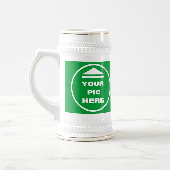 Stein Mug - Ajouter votre image Blanc & Or (Gauche)