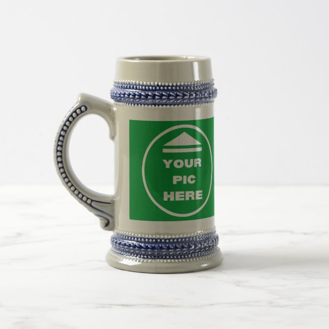 Stein Mug - Ajouter Votre Image Gris & Bleu (Gauche)