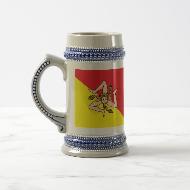 Stein Mug avec Drapeau de Sicile, Italie (Gauche)