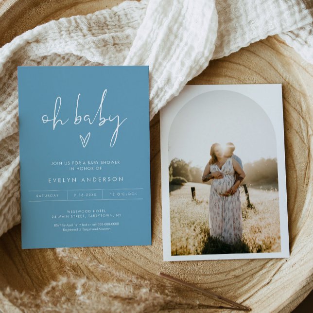 STELLA Minimaliste Photo Oh Baby shower Invitation (Créateur téléchargé)