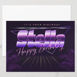 Stella Name Prénom lila retro Carte Anniversaire