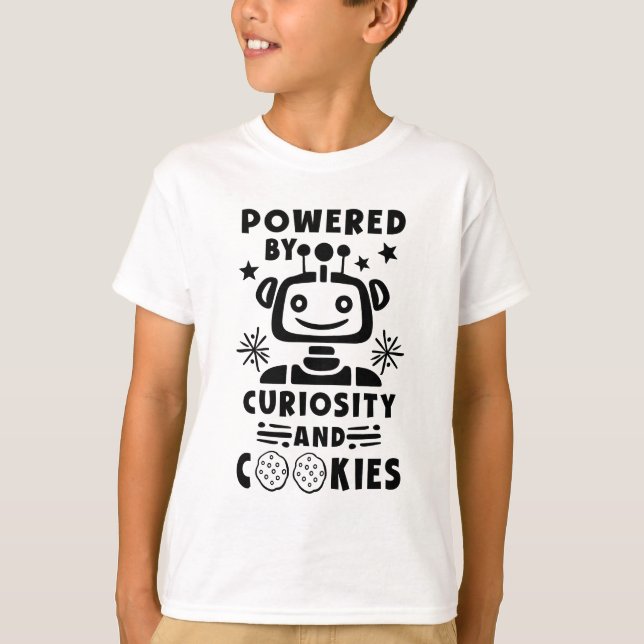 STEM Boys Girls Powered by Cookies Robot Tshirt (Devant)