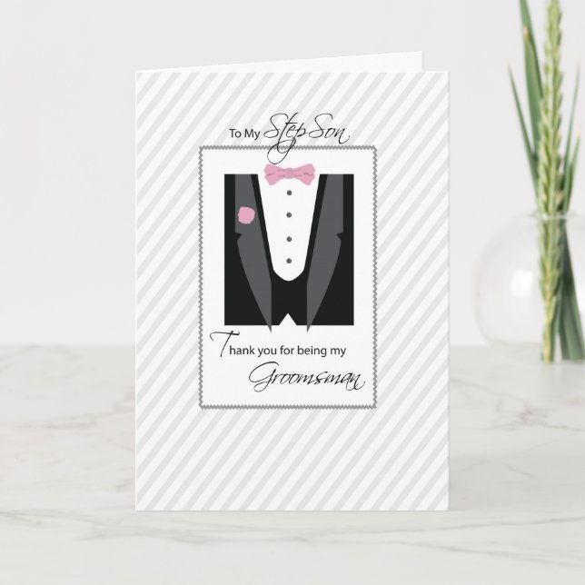Step Son, Merci Groomsman, Couleur Rose (Devant)