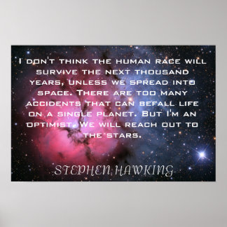 Stephen Hawking citation poster de l'espace