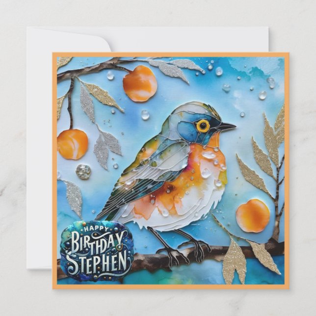 STEPHEN ~ Joyeux anniversaire ~ Oiseau dans l'arbr (Devant)
