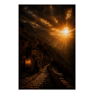 Stepped Mountain Village Poster