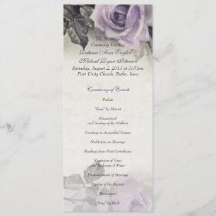 Sterling Silver Purple Rose Wedding Programme